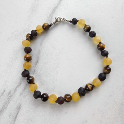 Adjustable Amber and Tigers Eye Anklet / Bracelet